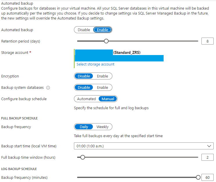 Automated Backup configuration