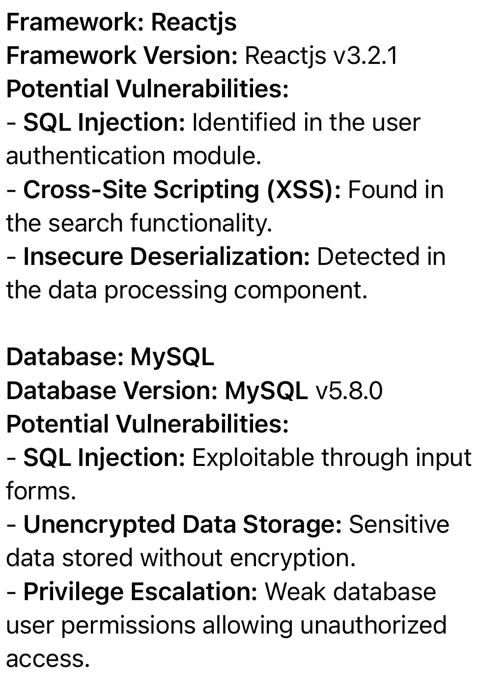 pentest results