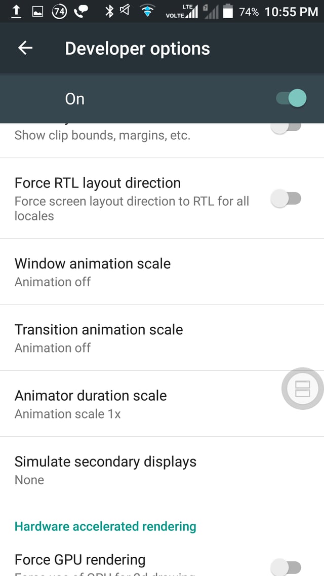 developer option drawing option 
