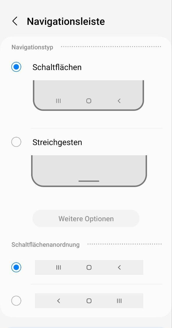 Screenshot of Settings -> Display -> Navigation bar