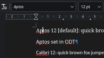 Different fonts in Writer