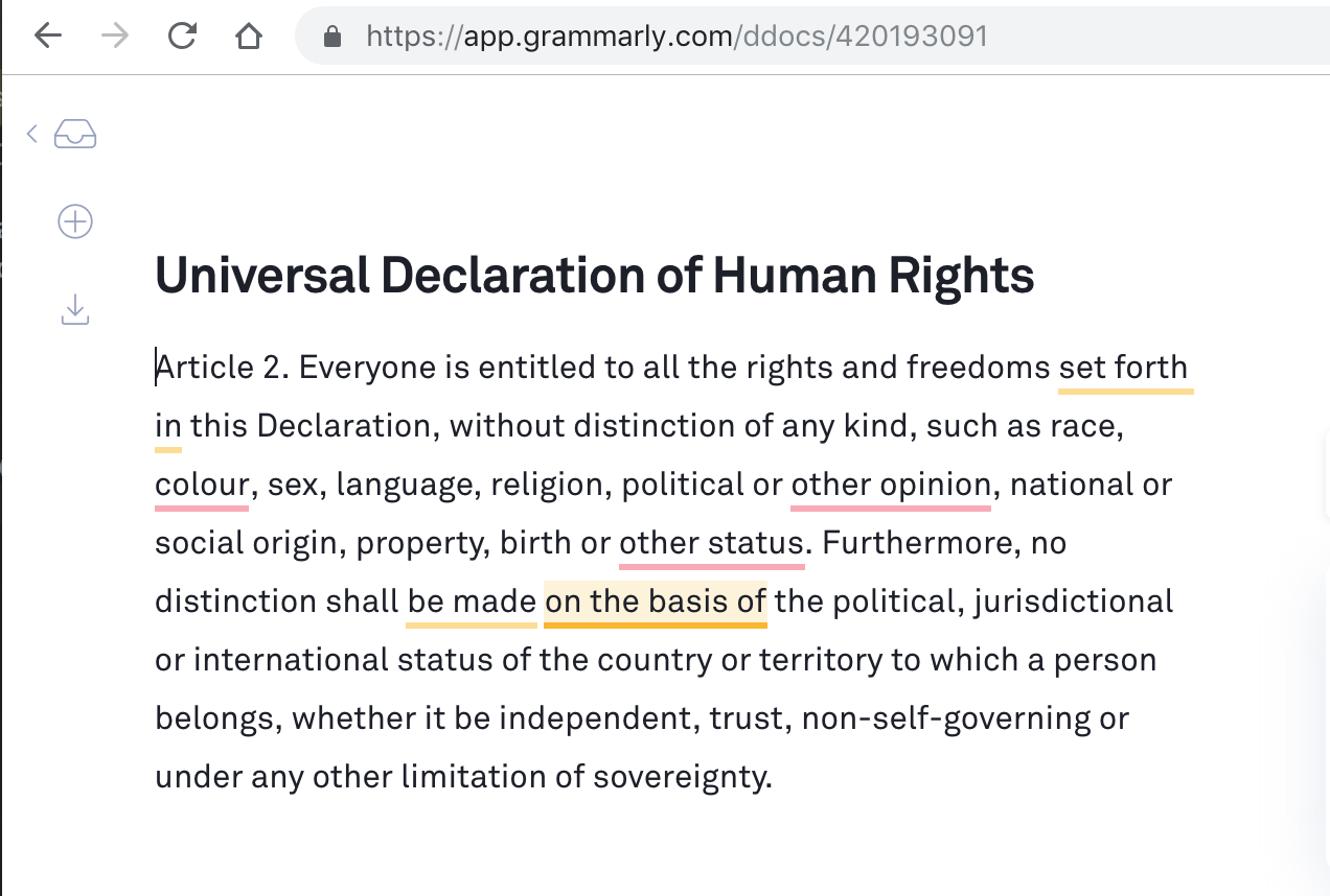 Grammarly UDHR
