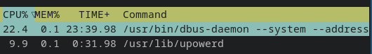 the notify command and the upower command dont free cpu resources