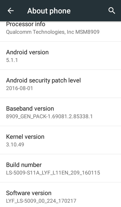 lyf wind  6  ls 5009 about phone info screenshot