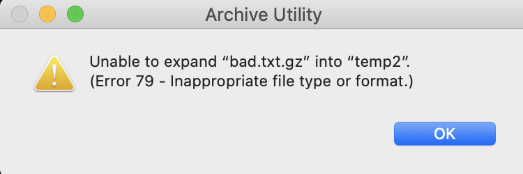 Error message showing 