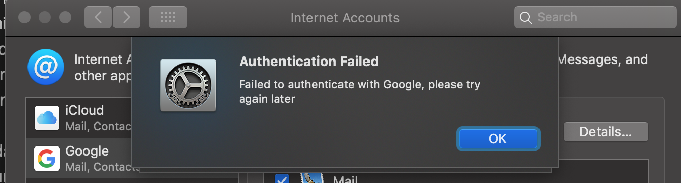 Authentication failure