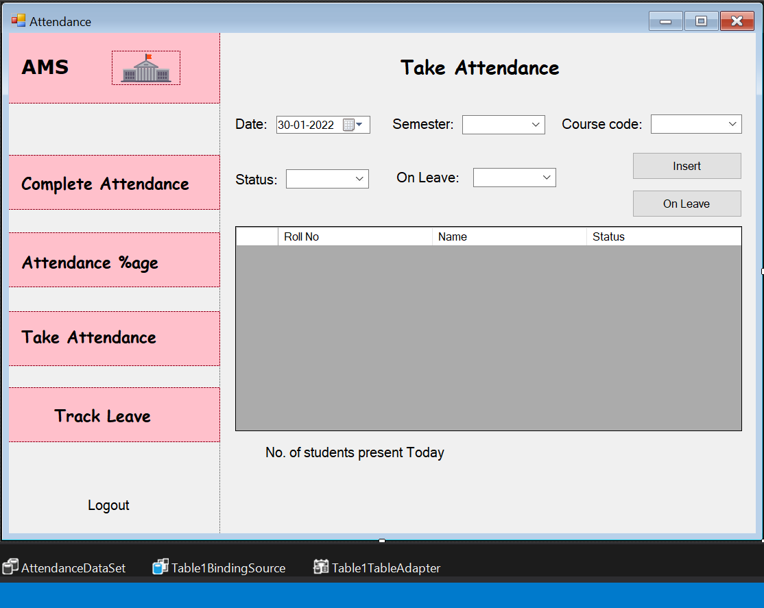This is the attendance form and on leave combobox