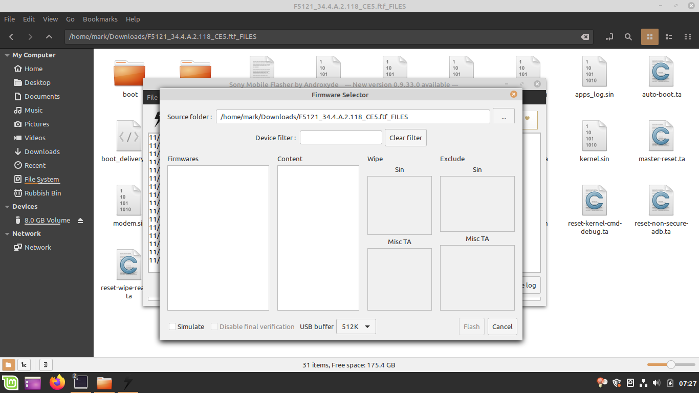 firmware not being detected by FlashTool after selecting directory path