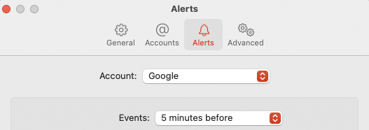 alerts settings menu