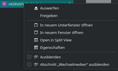 image showing context menu of a dvd in dolphin