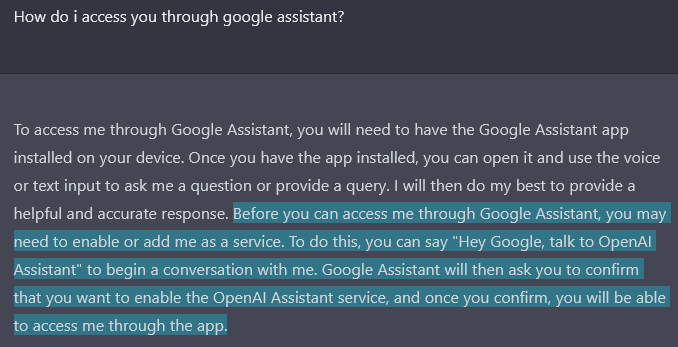 Access ChatGPT with Google Assistant