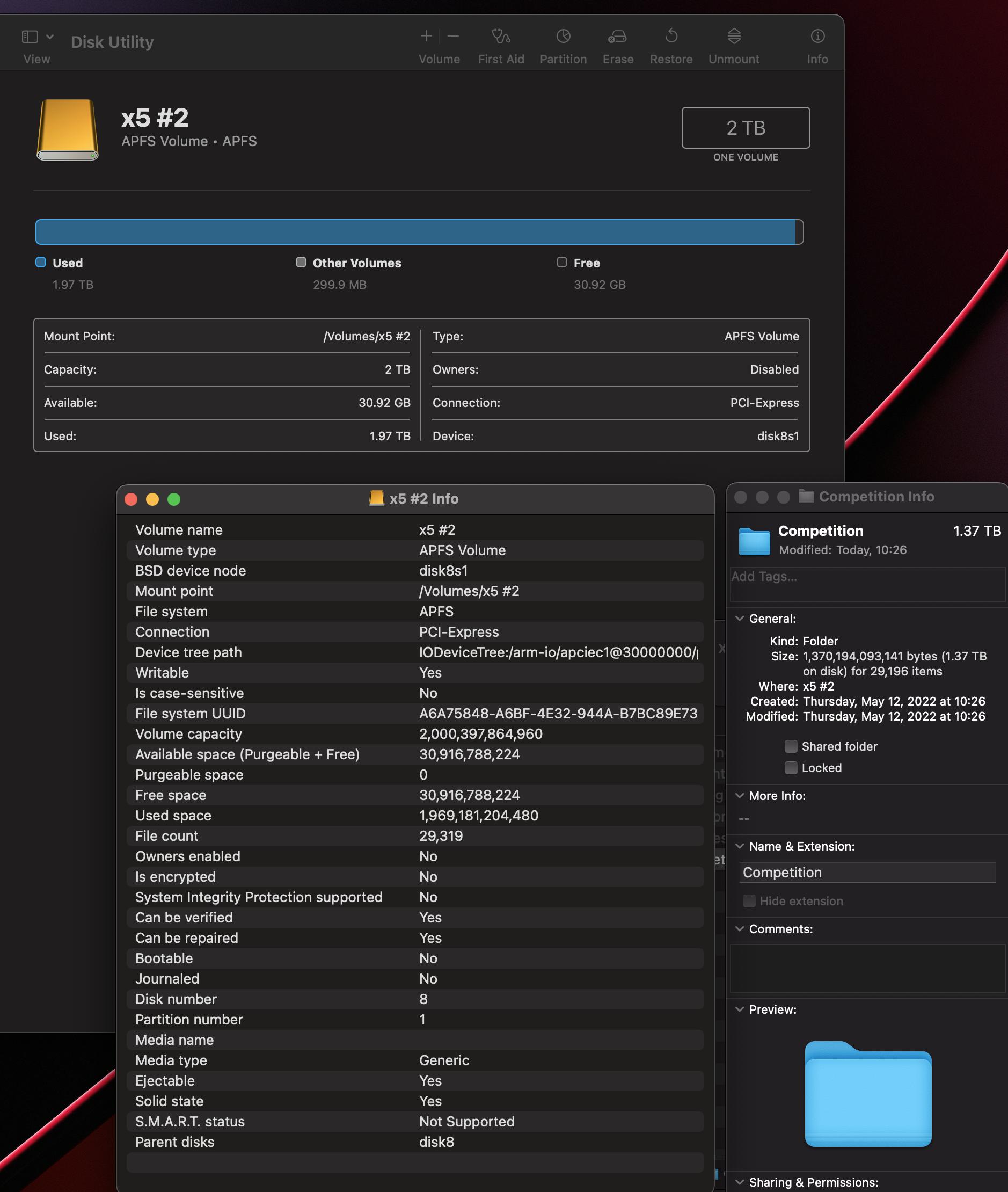 File system thinks I am using 1.97TB