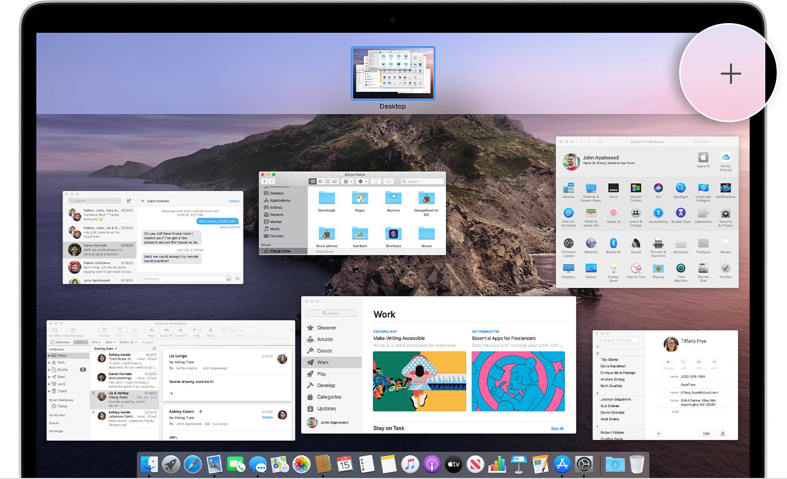 Example of Mission control being active while showing other spaces