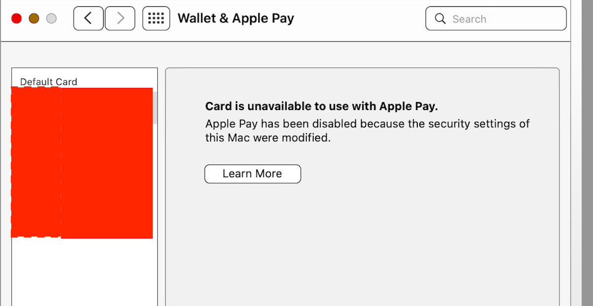 Apple Pay disabled