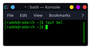 tput bel used inside Konsole