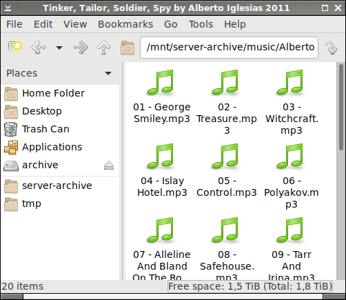 File browser with the new type of narrow scrollbar
