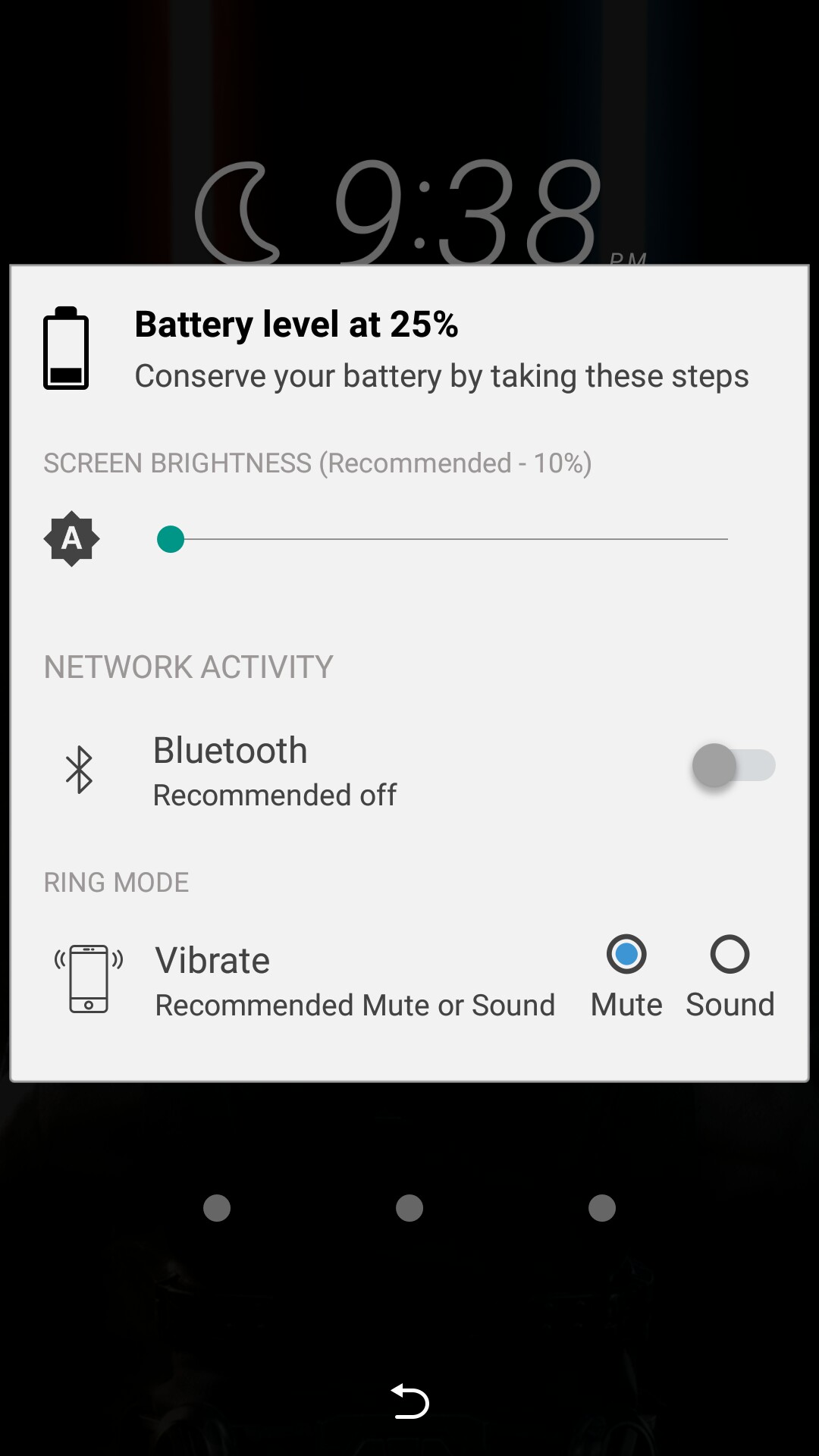 25% battery warning