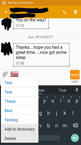 Screenshot of drop-down keyboard