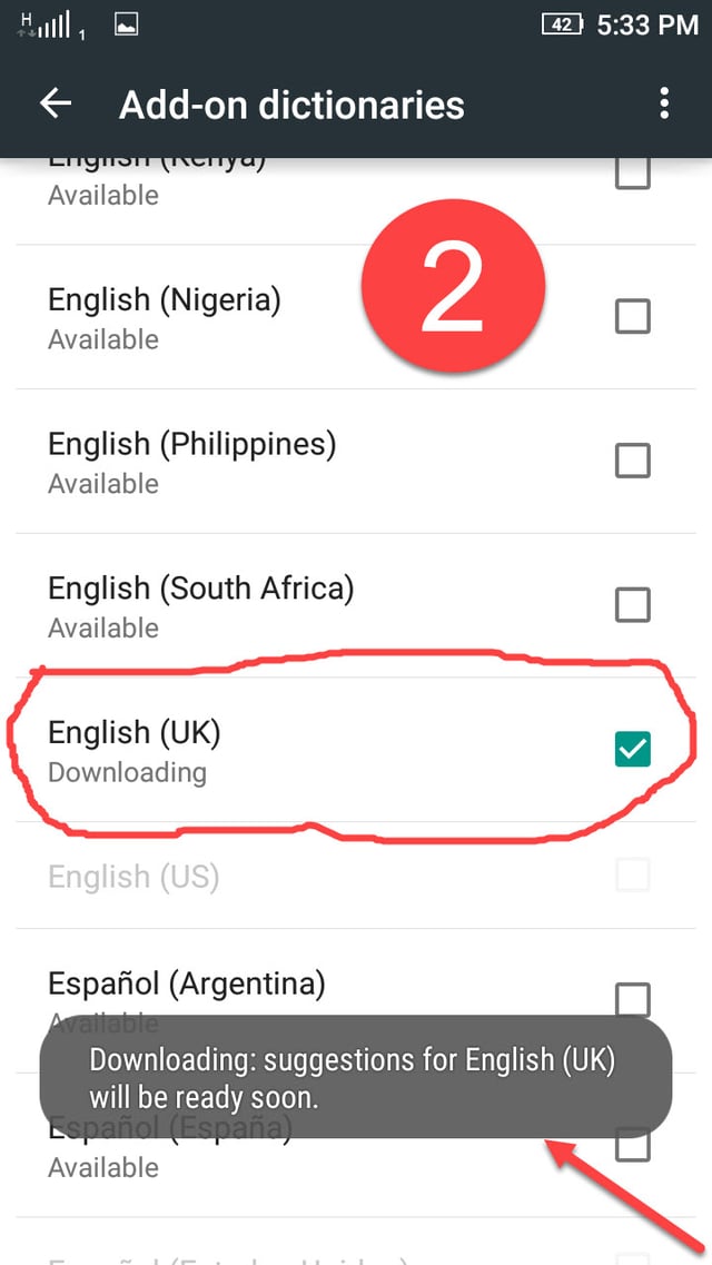 Marking the language to download