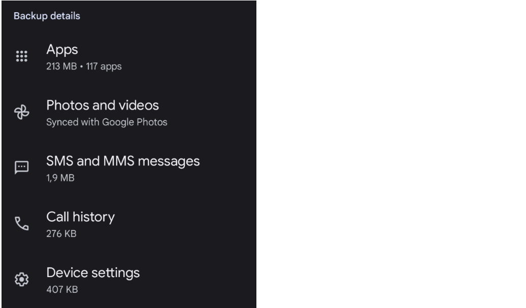 google Backup is only 200MB