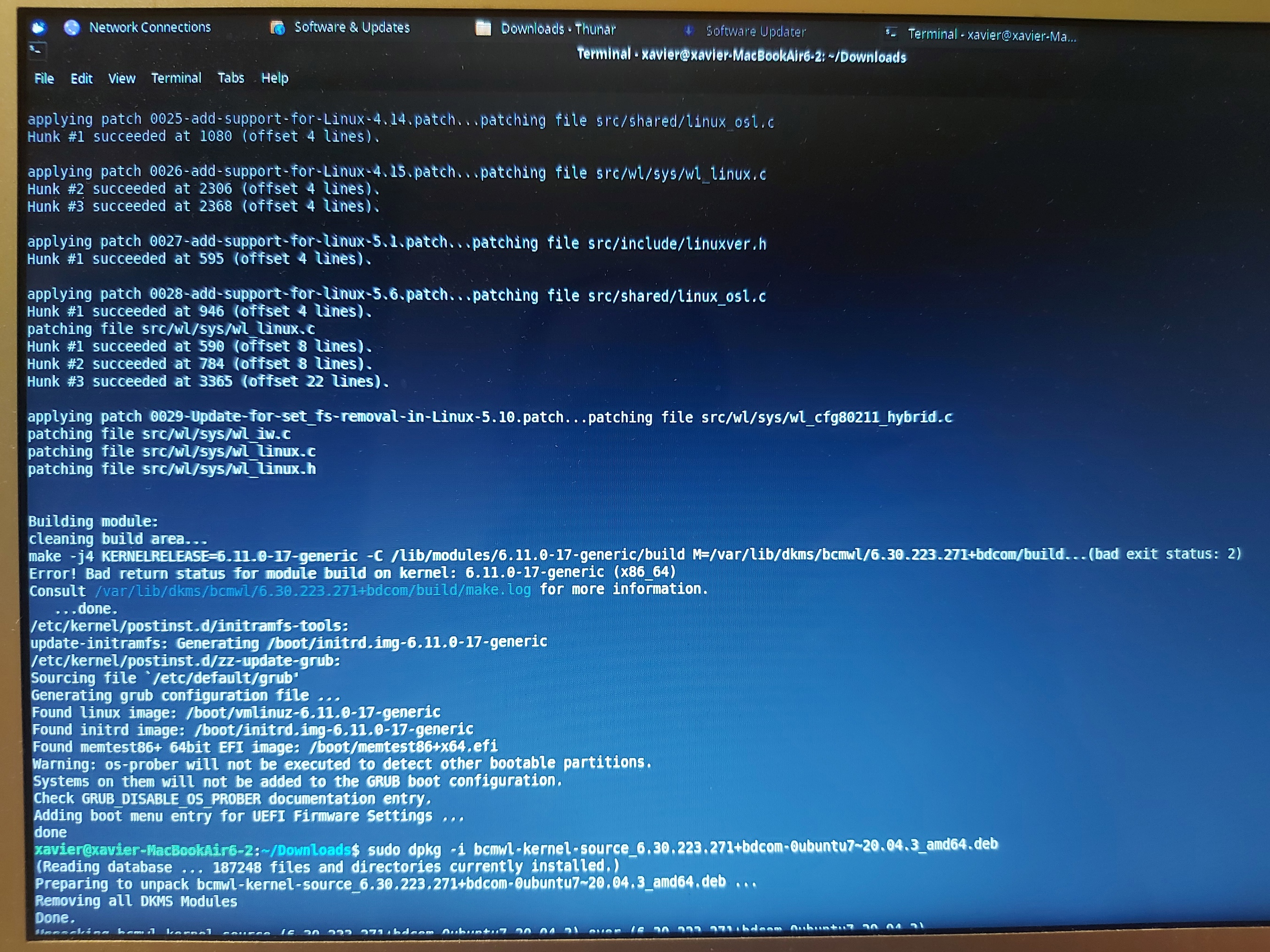 crash of linux header and modules