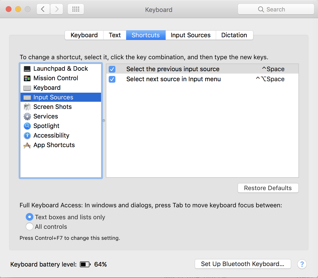 changing input source on my new Mac running on Sierra