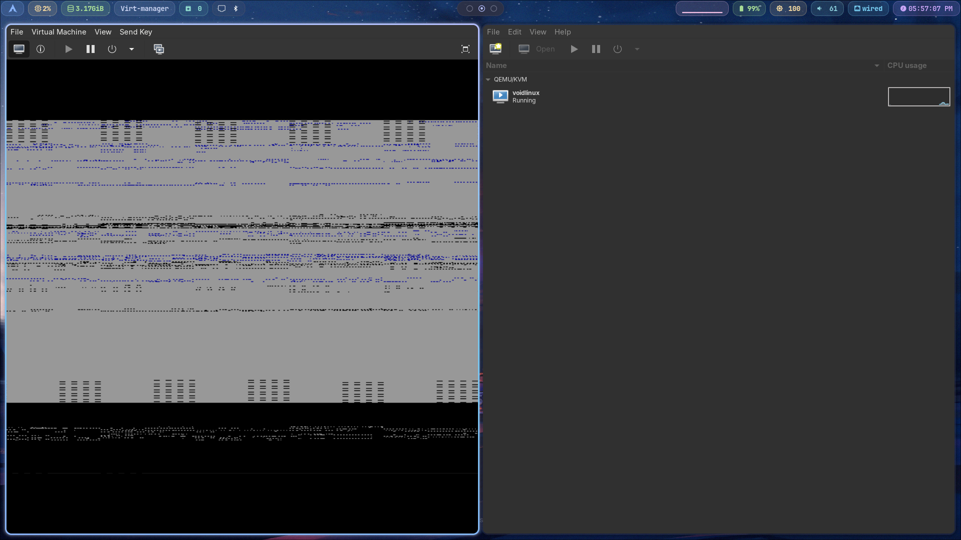 Glitching when starting vm