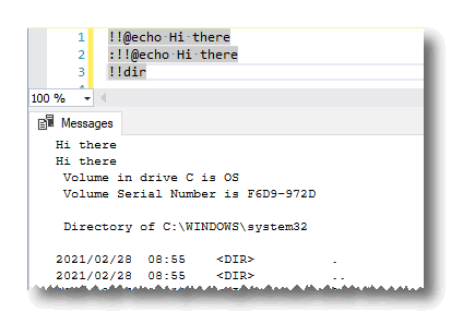 Works in SQL Server Management Studio