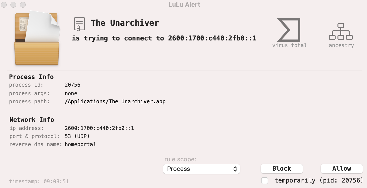 Screenshot of LuLu