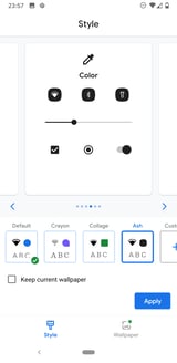 screenshot of the themes app