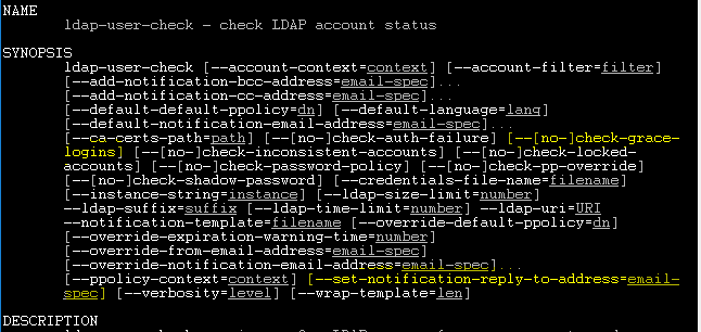 partial manual page on text terminal