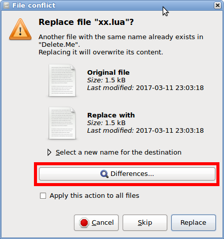 File Conflict Dialog