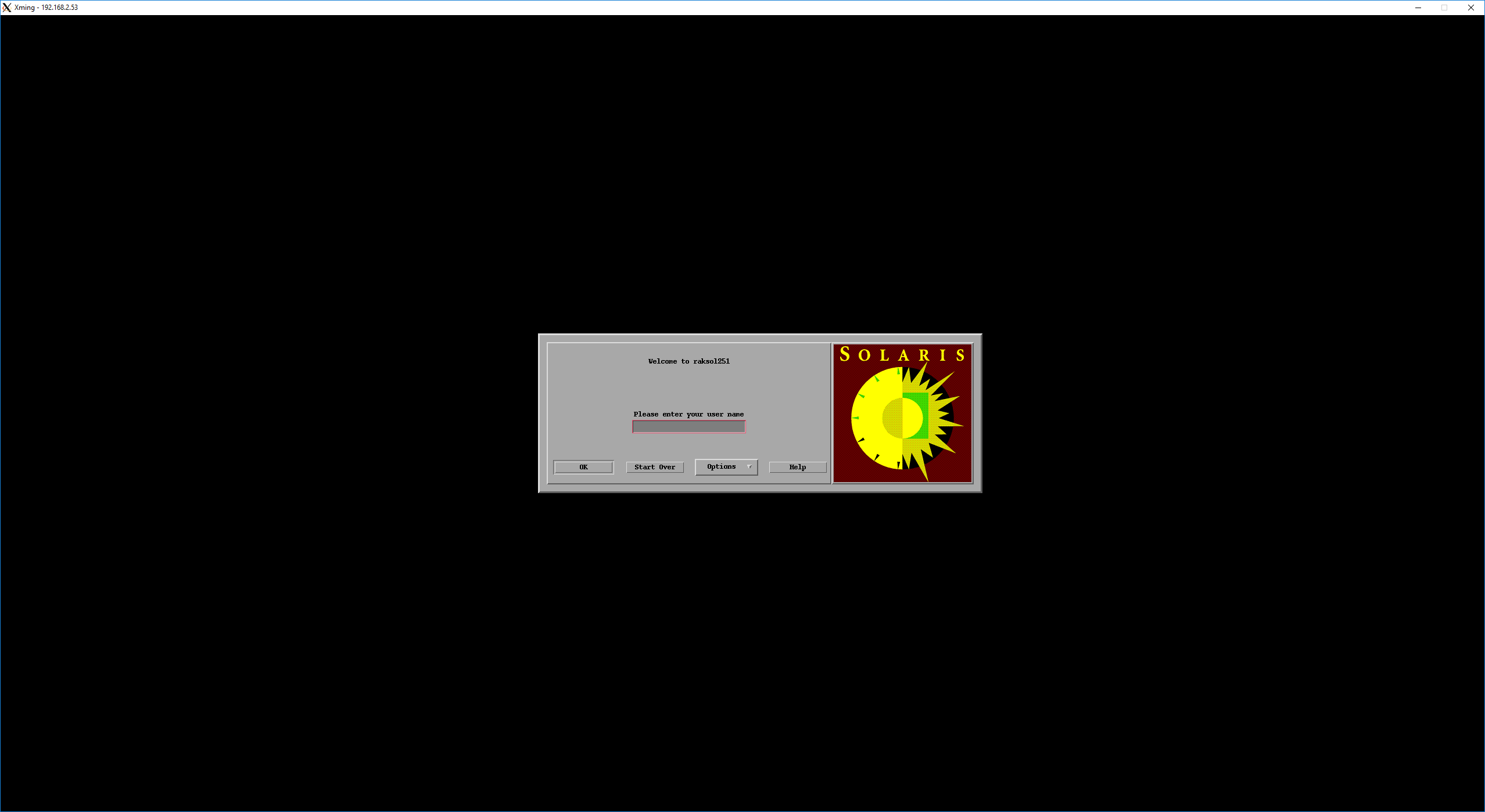 Solaris XDMCP login, showing swapped colour channels in pixmap