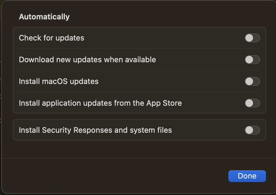 Update settings
