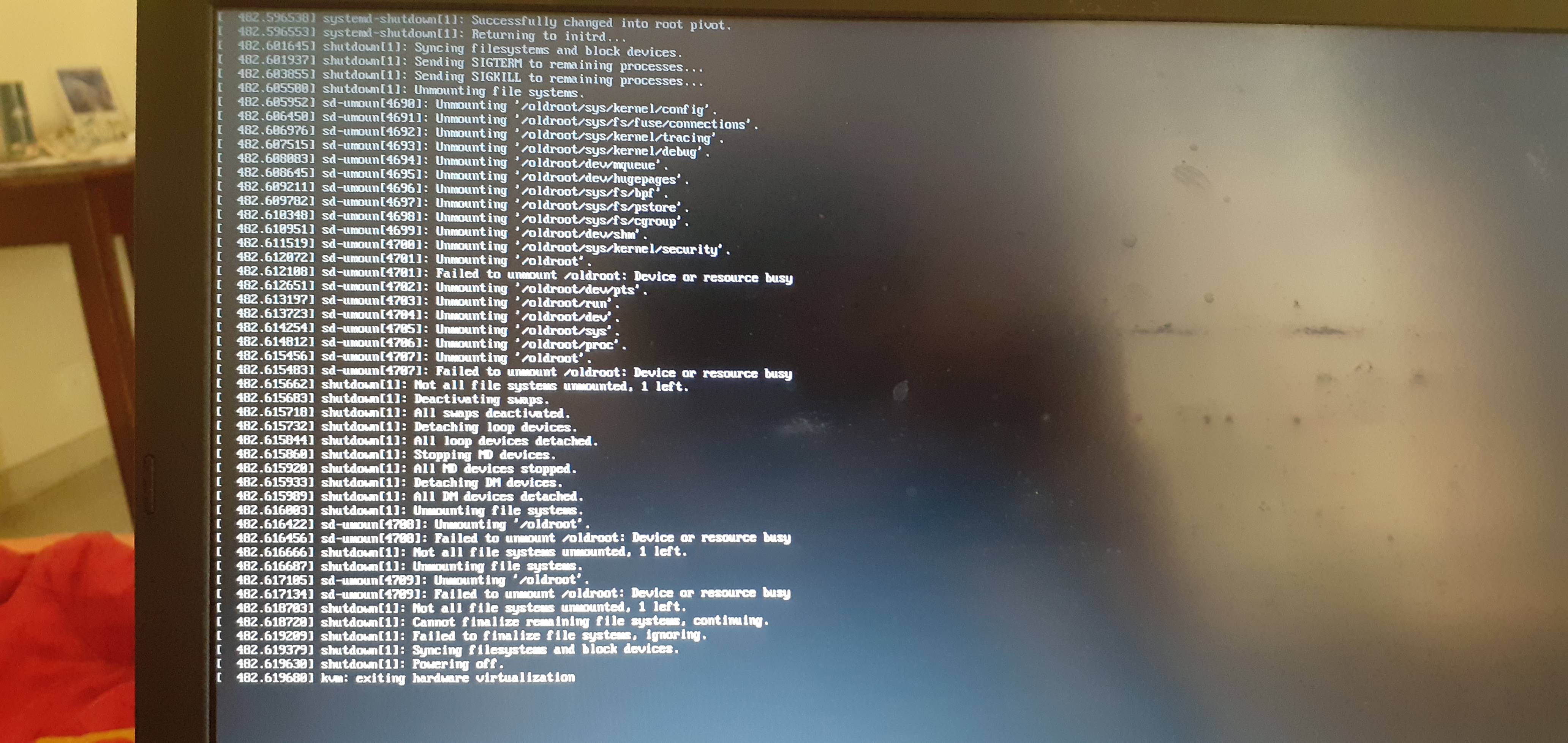 Shutdown screen