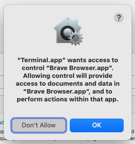 macOS pop-up permissions prompt: 