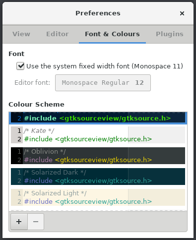 gedit colour schemes