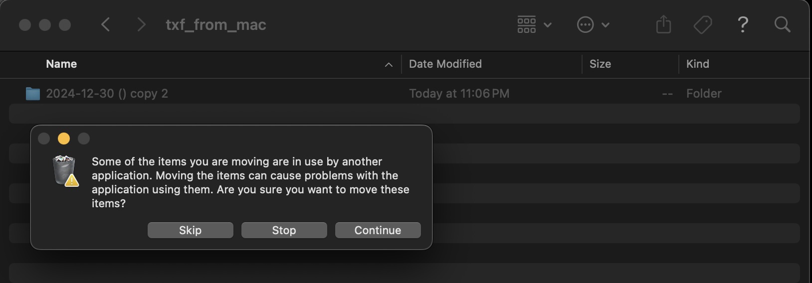 Folder deletion attempt interferred
