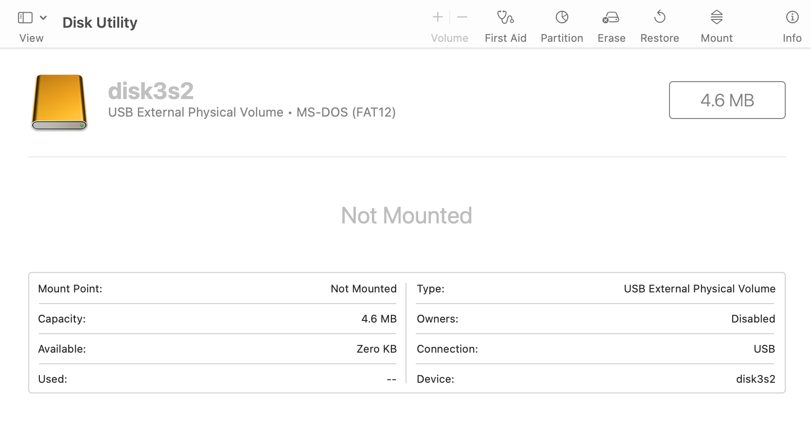 The Disk in Disk Utility.