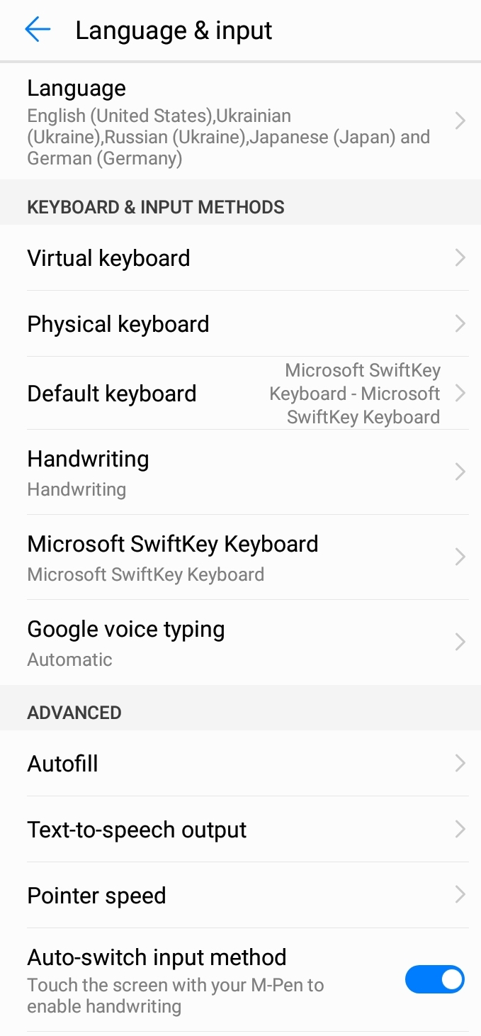 Language & input