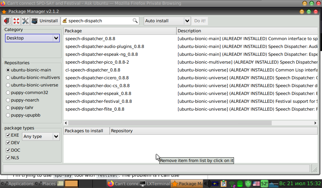 Installed packages