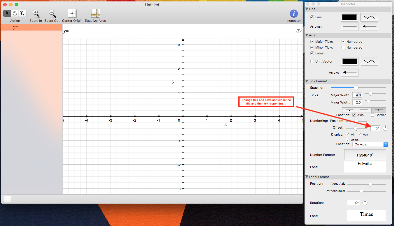 Grapher axis numbering orientation change