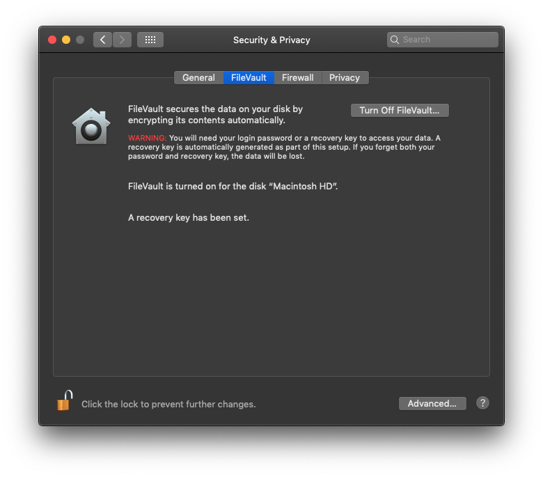 FileVault Preferences Pane