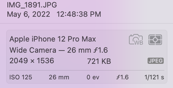 Imported image info