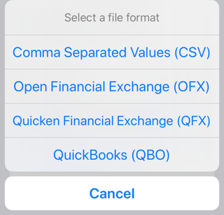 updated export menu