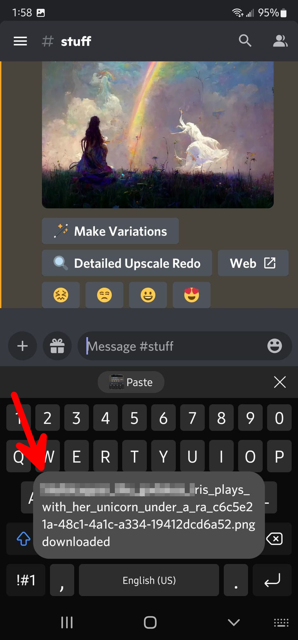 screenshot with red arrow pointing to the problem