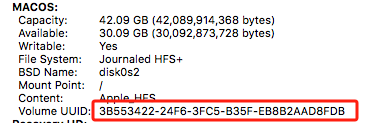Volume UUID of / shown in System Information