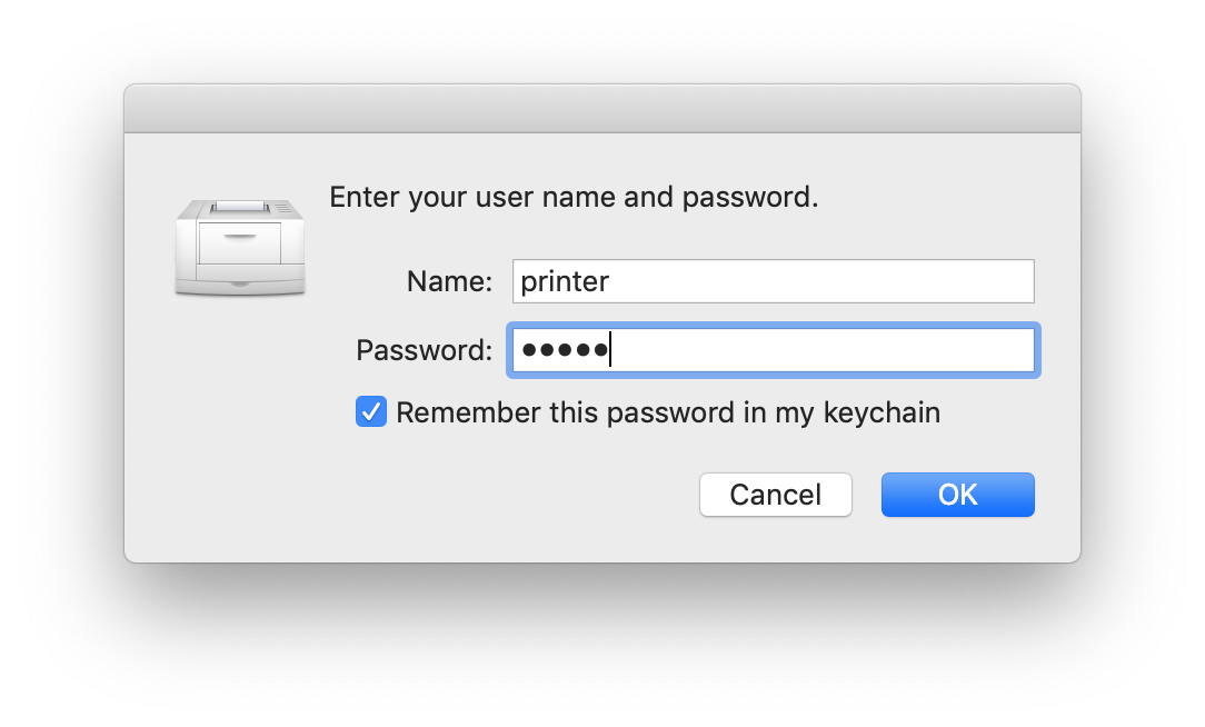 AirPrint dialog