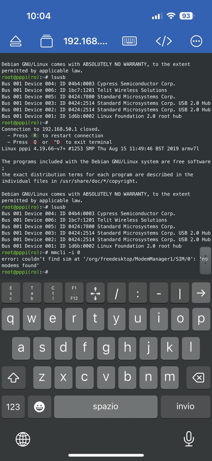 lsusb show the modem in the usb list