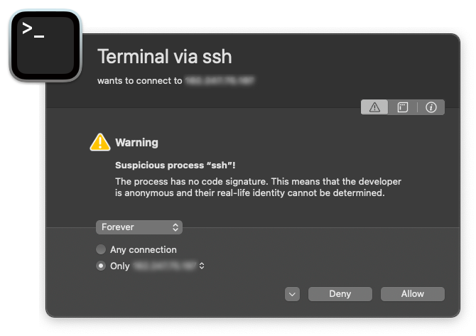 Homebrew SSH unsigned warning